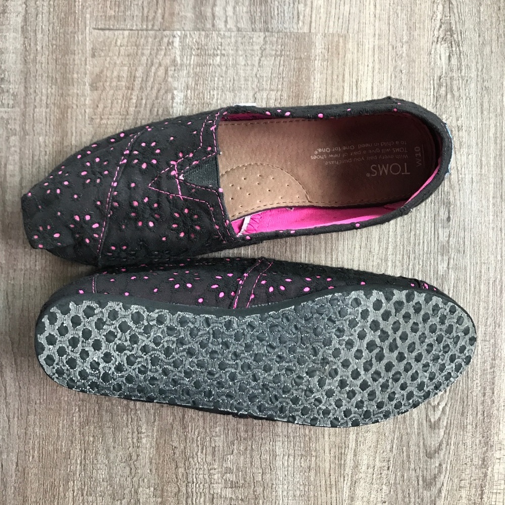 Sold on eBay • TOMS SIZE 10W BLACK PINK FLOWER - Picture 5 of 8